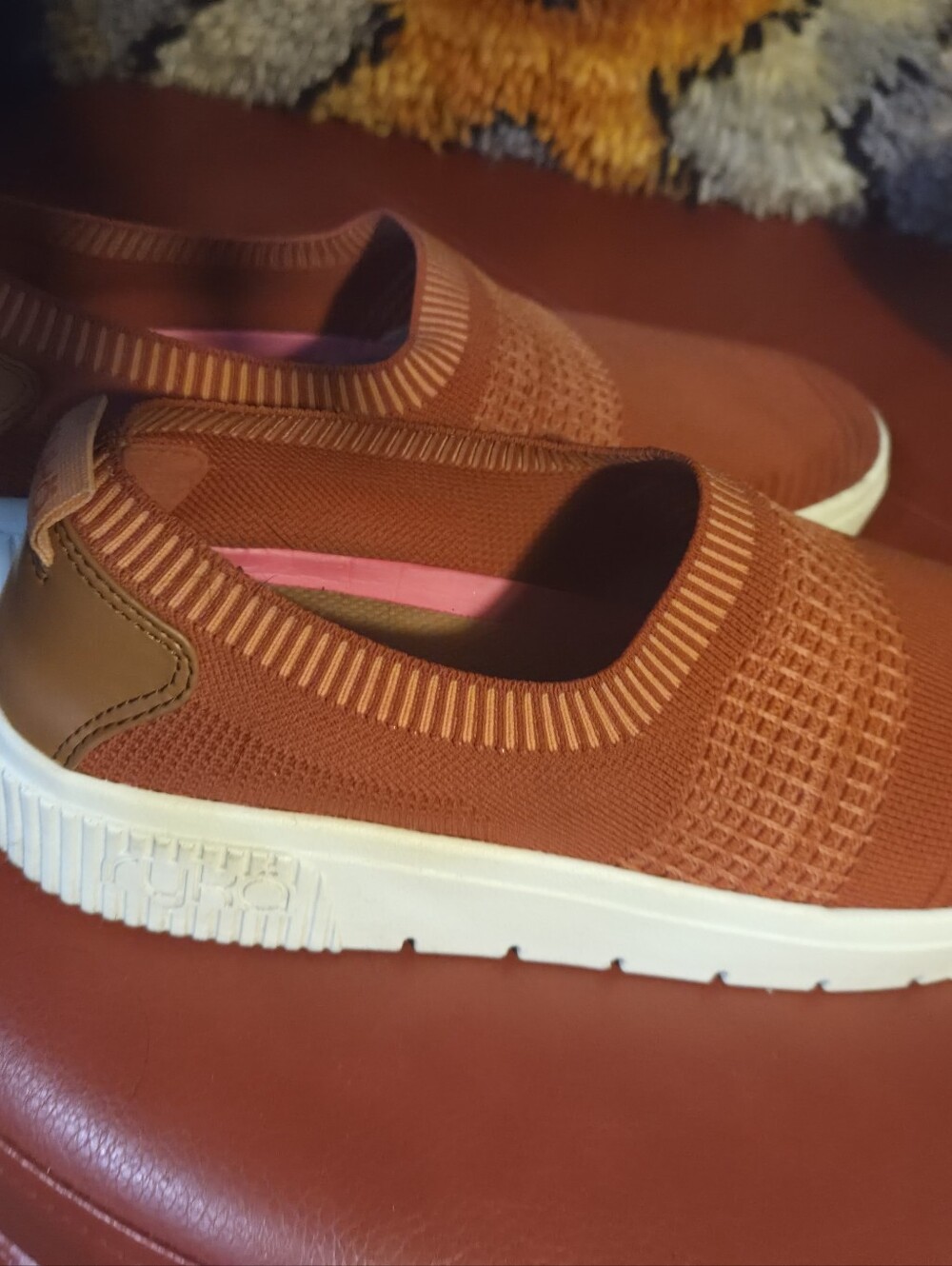 Womens Slip-On Knit RYKA Sneakers in Rust